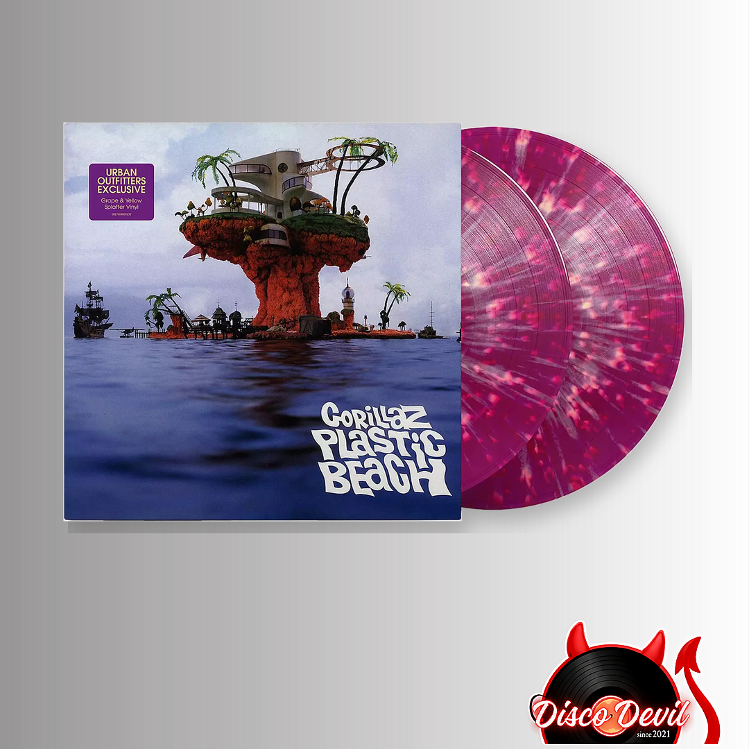 Gorillaz - Plastic Beach, UO Exclusive, Grape with Yellow Splatter Vinyl
